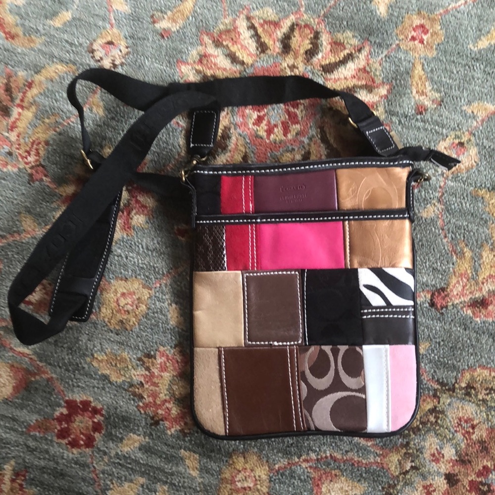 Authentic Coach cross-body patchwork purse